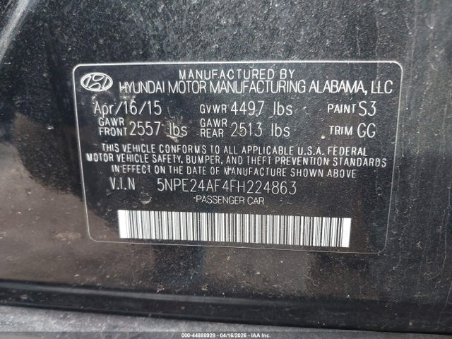 Продаж на аукціоні авто 2015 Hyundai Sonata Se, vin: 5NPE24AF4FH224863, номер лоту: 44888928