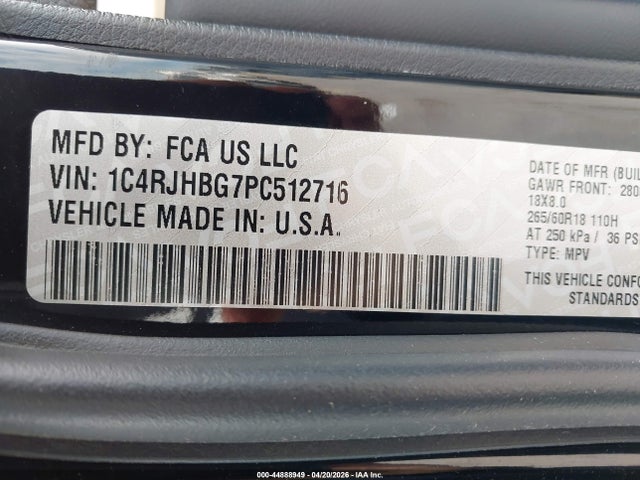 Продаж на аукціоні авто 2023 Jeep Grand Cherokee Limited 4x4, vin: 1C4RJHBG7PC512716, номер лоту: 44888949