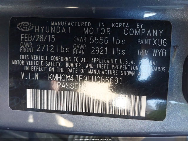 Aukcja sprzedaży 2015 Hyundai Genesis 5.0, vin: KMHGN4JF9FU086691, numer aukcji: 44888964