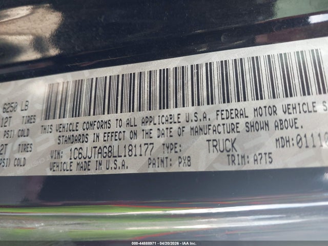 Продаж на аукціоні авто 2020 Jeep Gladiator Sport S 4x4, vin: 1C6JJTAG8LL181177, номер лоту: 44888971