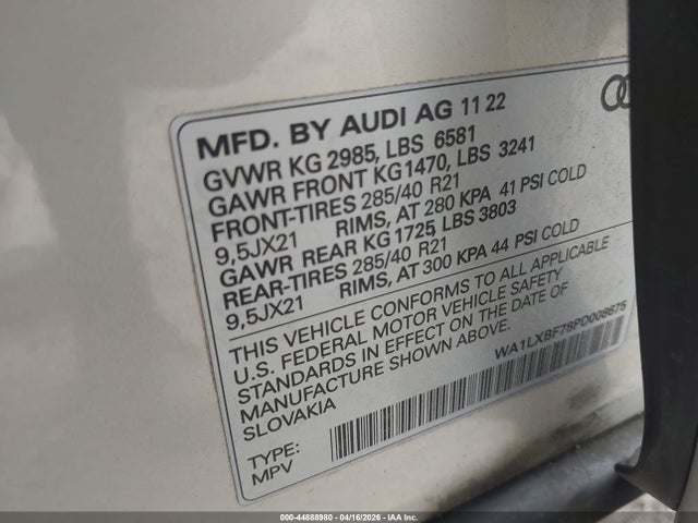 44888980 :رقم المزاد ، WA1LXBF78PD008675 vin ، 2023 Audi Q7 Premium Plus 55 Tfsi Quattro Tiptronic مزاد بيع