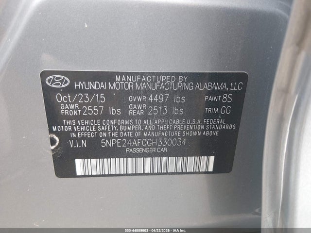 Hyundai SONATA SE 2016 5NPE24AF0GH330034 Image 9