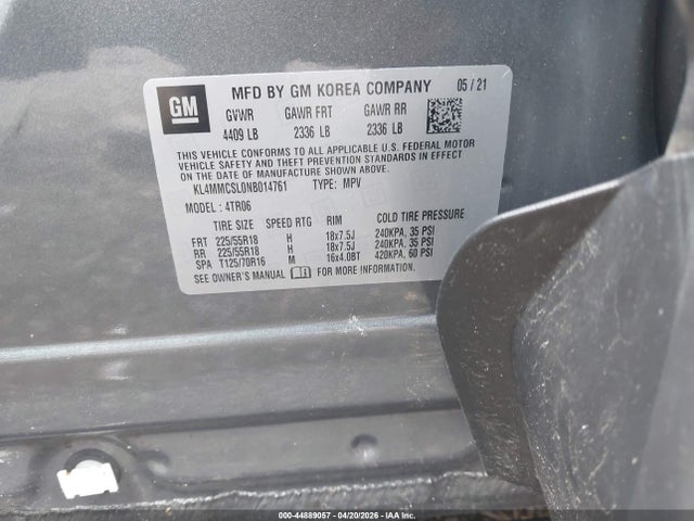 Aukcja sprzedaży 2022 Buick Encore Gx Awd Preferred, vin: KL4MMCSL0NB014761, numer aukcji: 44889057