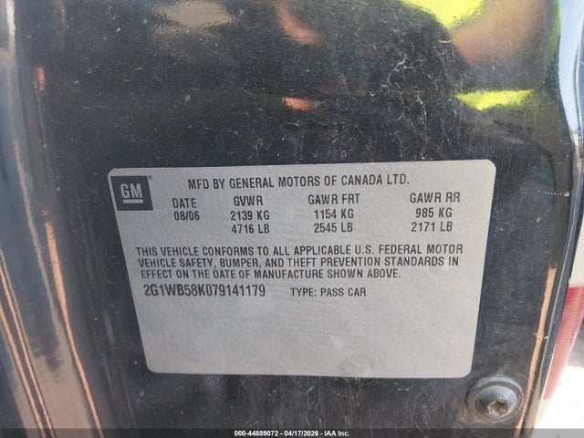 Aukcja sprzedaży 2007 Chevrolet Impala Ls, vin: 2G1WB58K079141179, numer aukcji: 44889072