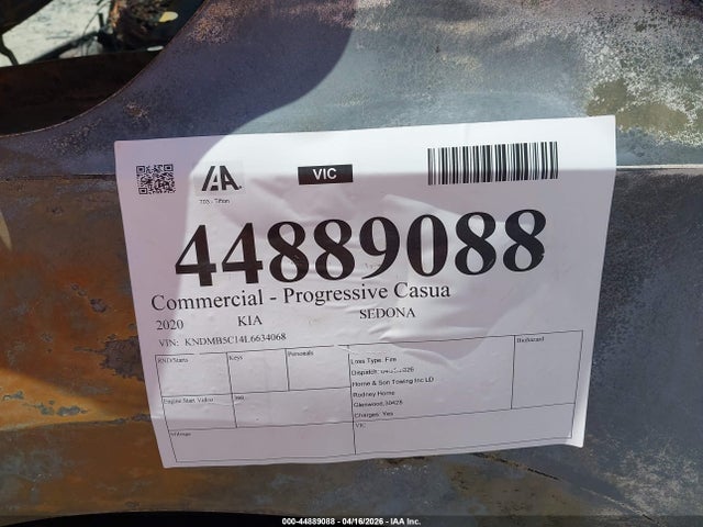 Продаж на аукціоні авто 2020 Kia Sedona Lx, vin: KNDMB5C14L6634068, номер лоту: 44889088