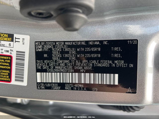 2021 TOYOTA HIGHLANDER 5TDGZRBH7MS072084 Photo 8