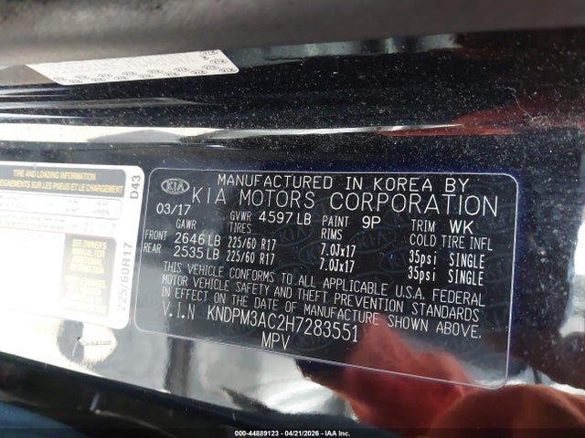 KNDPM3AC2H7283551 KIA Sportage Lx