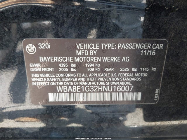 WBA8E1G32HNU16007 BMW 320i