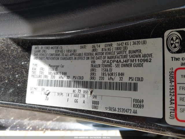 Ford FIESTA S 2015 3FADP4AJ4FM110962 Image 9