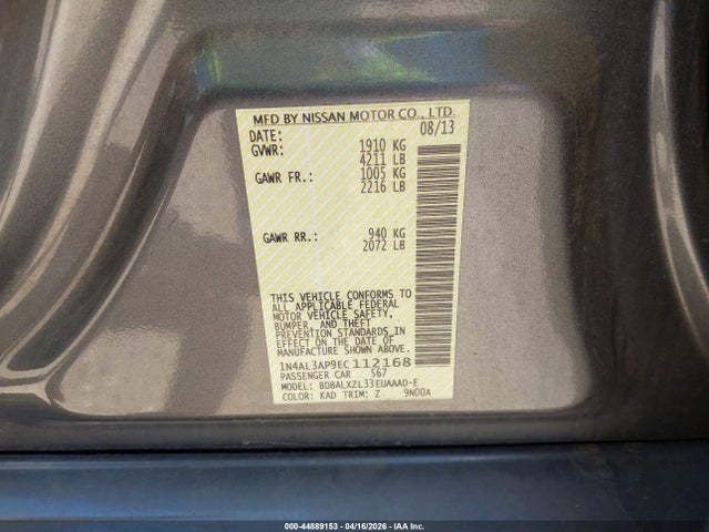 Nissan Altima 2.5 Sl 2014 1N4AL3AP9EC112168 Image 9