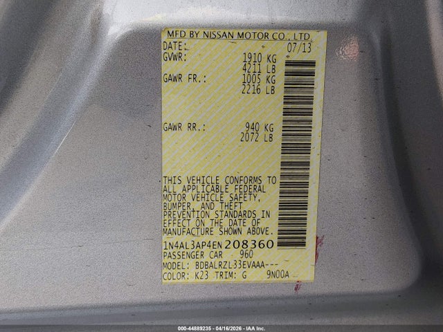 1N4AL3AP4EN208360 Nissan Altima 2.5 S