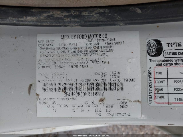2008 Ford Fusion Sel მანქანა იყიდება აუქციონზე, vin: 3FAHP08138R118816, აუქციონის ნომერი: 44889277