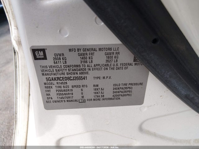 Aukcja sprzedaży 2012 Buick Enclave Leather, vin: 5GAKRCED8CJ266541, numer aukcji: 44889280