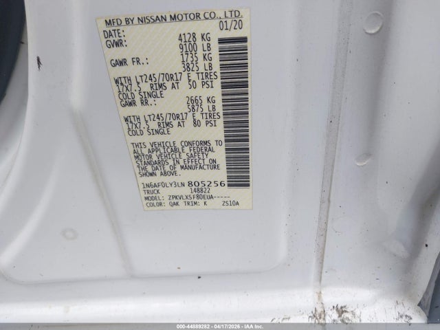Продаж на аукціоні авто 2020 Nissan Nv Cargo Nv2500 Hd Sv High Roof V8, vin: 1N6AF0LY3LN805256, номер лоту: 44889282