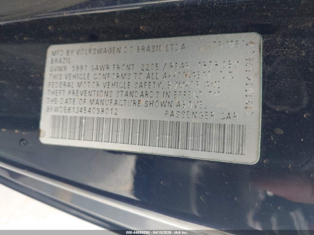 Продаж на аукціоні авто 2005 Volkswagen Gti 1.8t, vin: 9BWDE61J454038012, номер лоту: 44889290