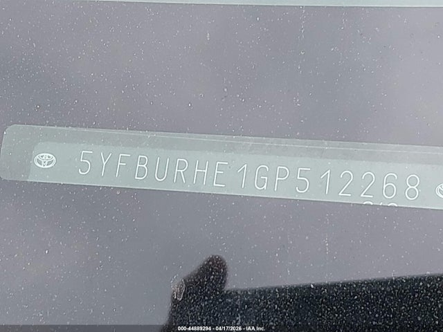 Продаж на аукціоні авто 2016 Toyota Corolla S Plus, vin: 5YFBURHE1GP512268, номер лоту: 44889294