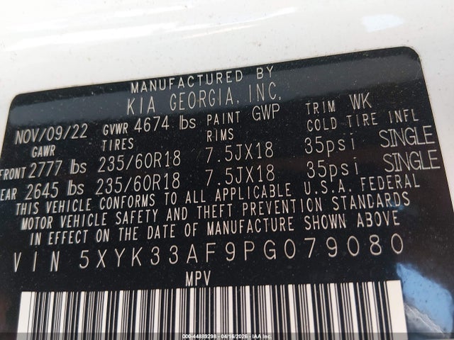 Продаж на аукціоні авто 2023 Kia Sportage Ex, vin: 5XYK33AF9PG079080, номер лоту: 44889298