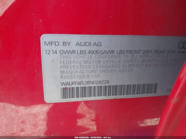 WAUFFAFL9FN028226 Audi A4 2.0t Premium