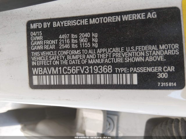 Продаж на аукціоні авто 2015 Bmw X1 Sdrive28i, vin: WBAVM1C56FV319368, номер лоту: 44889335