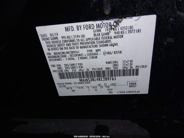 Ford Ecosport Titanium 2019 MAJ6S3KL4KC289761 Image 9