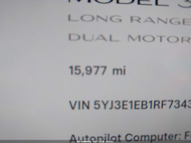 44889402 :رقم المزاد ، 5YJ3E1EB1RF734353 vin ، 2024 Tesla Model 3 Long Range Dual Motor All-wheel Drive مزاد بيع