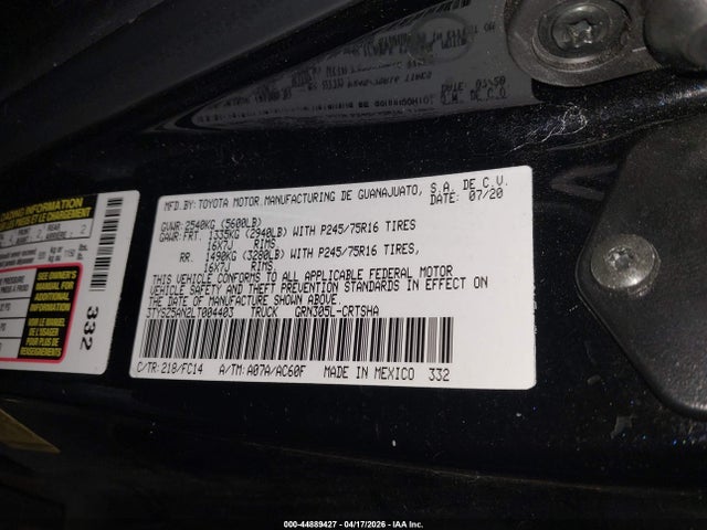 3TYSZ5AN2LT004403 Toyota Tacoma Sr5 V6