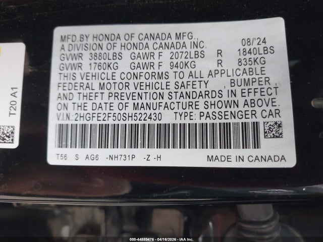 Honda Civic Sport 2025 2HGFE2F50SH522430 Image 9