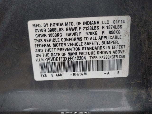 2014 Acura Ilx 2.0l მანქანა იყიდება აუქციონზე, vin: 19VDE1F3XEE012304, აუქციონის ნომერი: 44889488