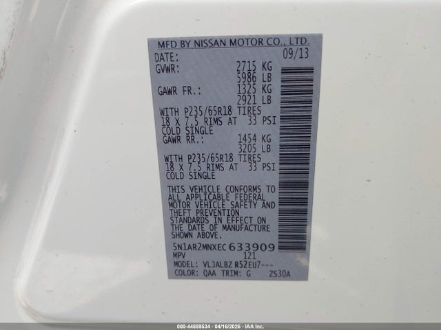 2014 NISSAN PATHFINDER 5N1AR2MNXEC633909 Photo 8