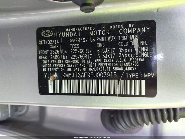 Продаж на аукціоні авто 2015 Hyundai Tucson Gls, vin: KM8JT3AF9FU007915, номер лоту: 44889538
