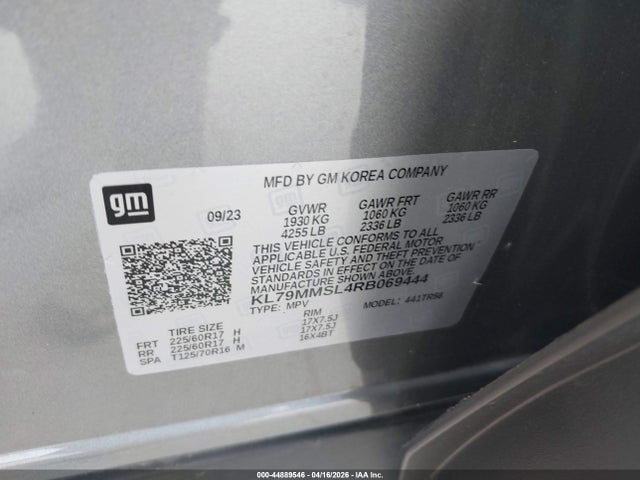 Aukcja sprzedaży 2024 Chevrolet Trailblazer Fwd Ls, vin: KL79MMSL4RB069444, numer aukcji: 44889546