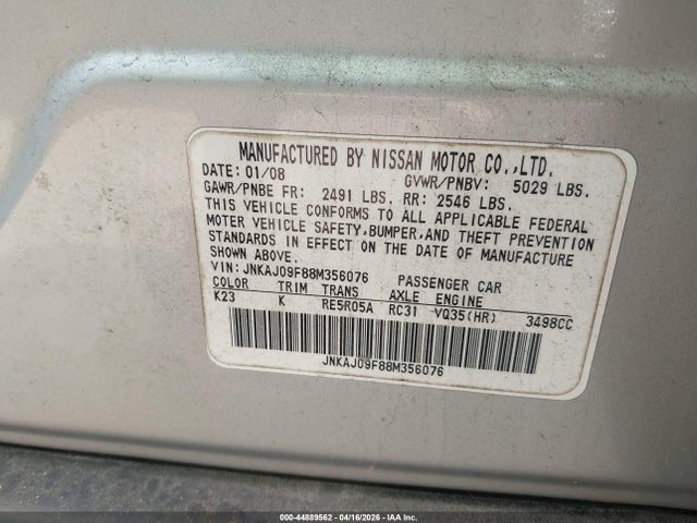 2008 INFINITI EX35 JNKAJ09F88M356076 Photo 8