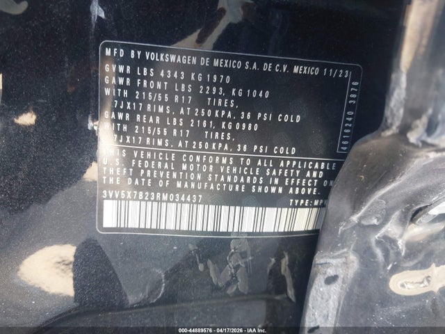 Aukcja sprzedaży 2024 Volkswagen Taos 1.5t S, vin: 3VV5X7B23RM034437, numer aukcji: 44889576