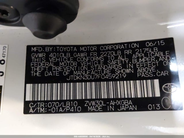 Toyota Prius Four 2015 JTDKN3DU7F0459219 Image 9