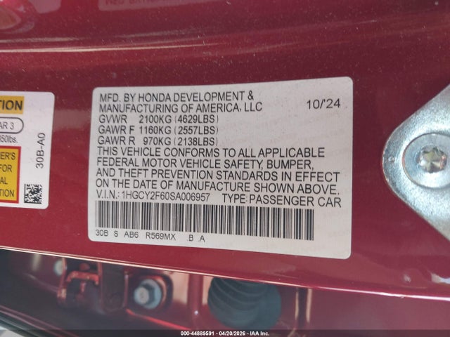 Продажа на аукционе авто 2025 Honda Accord Hybrid Ex-l, vin: 1HGCY2F60SA006957, номер лота: 44889591