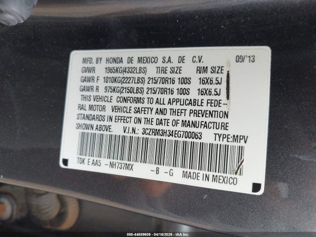 Продажа на аукционе авто 2014 Honda Cr-v Lx, vin: 3CZRM3H34EG700063, номер лота: 44889609