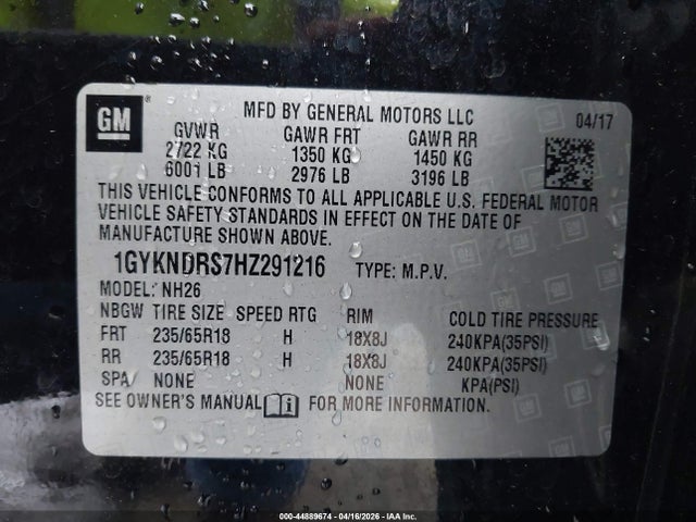 Продажа на аукционе авто 2017 Cadillac Xt5 Luxury, vin: 1GYKNDRS7HZ291216, номер лота: 44889674