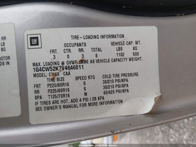 Продажа на аукционе авто 1997 Buick Park Avenue, vin: 1G4CW52K7V4646011, номер лота: 44889686