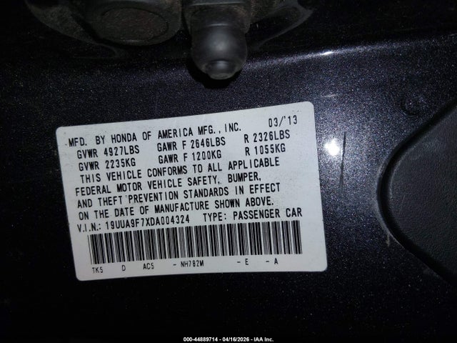 2013 Acura Tl 3.7 მანქანა იყიდება აუქციონზე, vin: 19UUA9F7XDA004324, აუქციონის ნომერი: 44889714