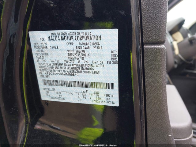Aukcja sprzedaży 2008 Mazda Tribute S Grand Touring, vin: 4F2CZ96138KM09519, numer aukcji: 44889723