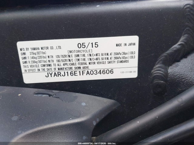 Yamaha YZFR6 2015 JYARJ16E1FA034606 Image 10