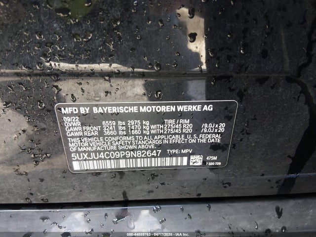 44889763 :رقم المزاد ، 5UXJU4C09P9N82647 vin ، 2023 Bmw X5 M50i مزاد بيع