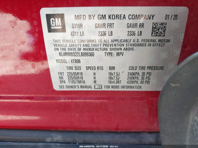 Продаж на аукціоні авто 2020 Buick Encore Gx Fwd Preferred, vin: KL4MMBS22LB099360, номер лоту: 44889786