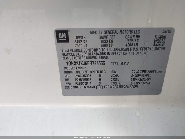 Продажа на аукционе авто 2015 Gmc Yukon Xl 1500 Denali, vin: 1GKS2JKJ6FR724556, номер лота: 44889800