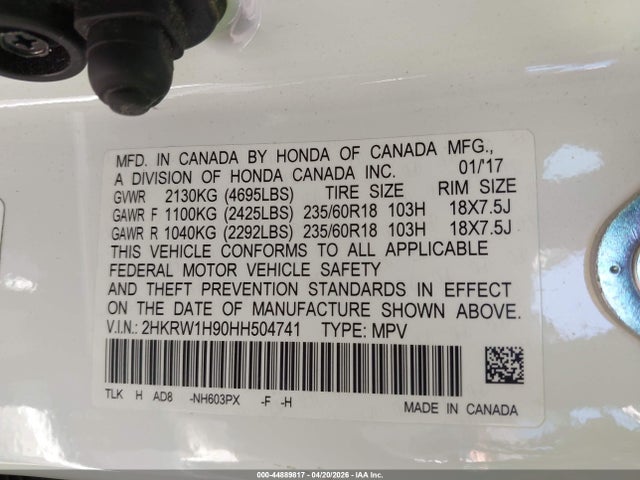 2HKRW1H90HH504741 Honda Cr-v Touring