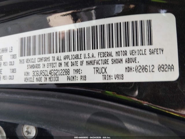 Продажа на аукционе авто 2014 Ram 2500 Tradesman, vin: 3C6UR5CL4EG212288, номер лота: 44889892