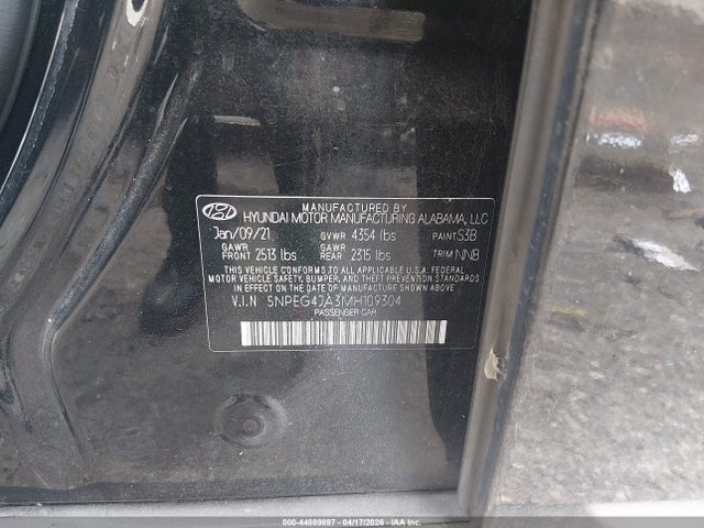Aukcja sprzedaży 2021 Hyundai Sonata Se, vin: 5NPEG4JA3MH109304, numer aukcji: 44889897