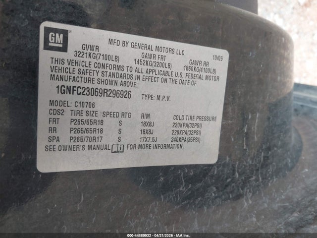 Aukcja sprzedaży 2009 Chevrolet Tahoe Lt2, vin: 1GNFC23069R296926, numer aukcji: 44889932