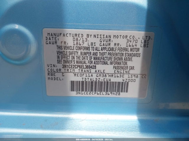 Aukcja sprzedaży 2014 Nissan Versa Note Sv, vin: 3N1CE2CP6EL369428, numer aukcji: 44889936