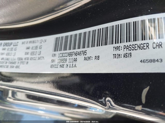 Продаж на аукціоні авто 2015 Chrysler 200 Limited, vin: 1C3CCCAB6FN640705, номер лоту: 44889940